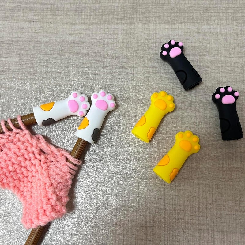 spansee 6 PCS Cat Paw Knitting Needles Stoppers, Knitting Needle Point Protectors, Stitch Stopper, Needle Minder, Knitting Accessories, Knitting Supplies fit Size 11-17 (8mm-12.75mm) Needles - Image 3
